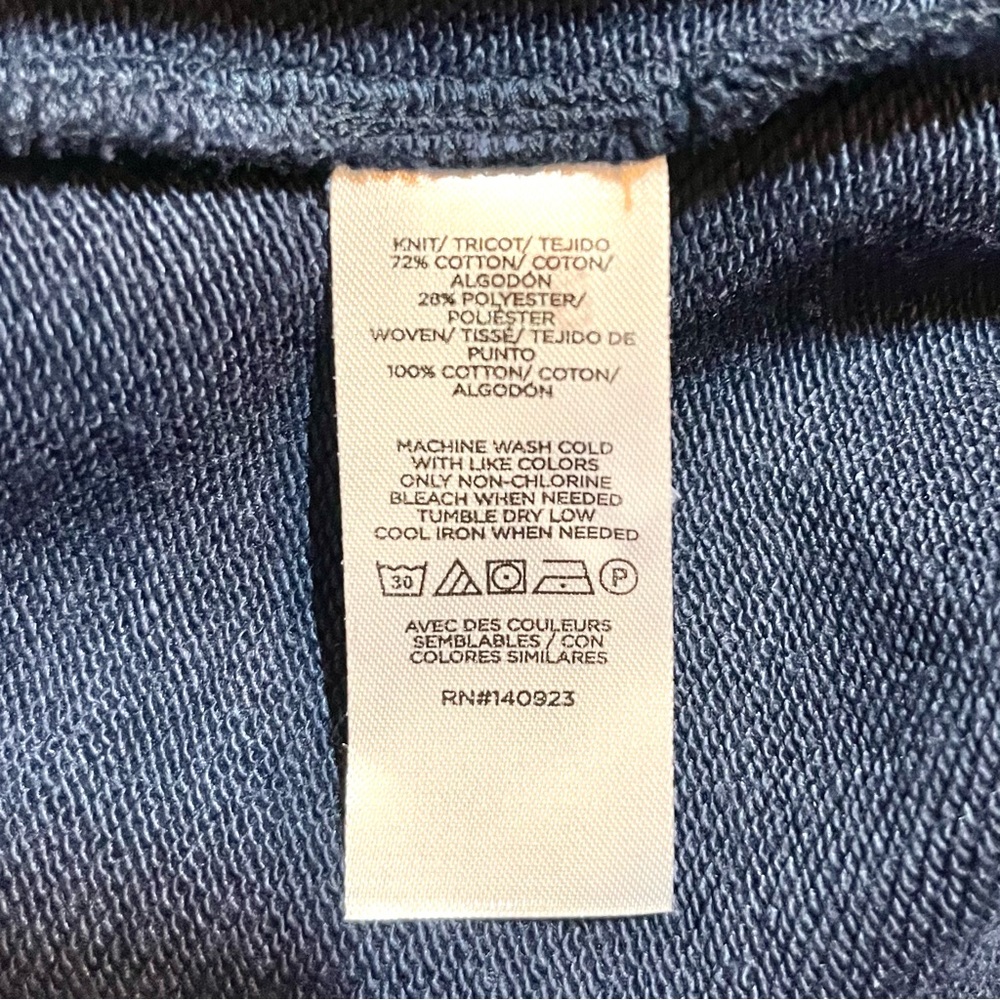 Loft Mixed Media Sweatshirt Women XS Petite Navy Striped Layered Preppy Classic - Picture 10 of 12